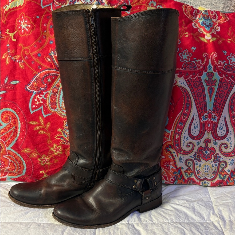 Frye Rich Congac Leather Riding Boots - Picture 2 of 16
